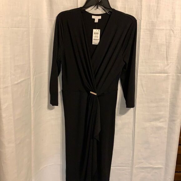 Charter Club Large Black 3/4 sleeve wrap dress. - Picture 1 of 11
